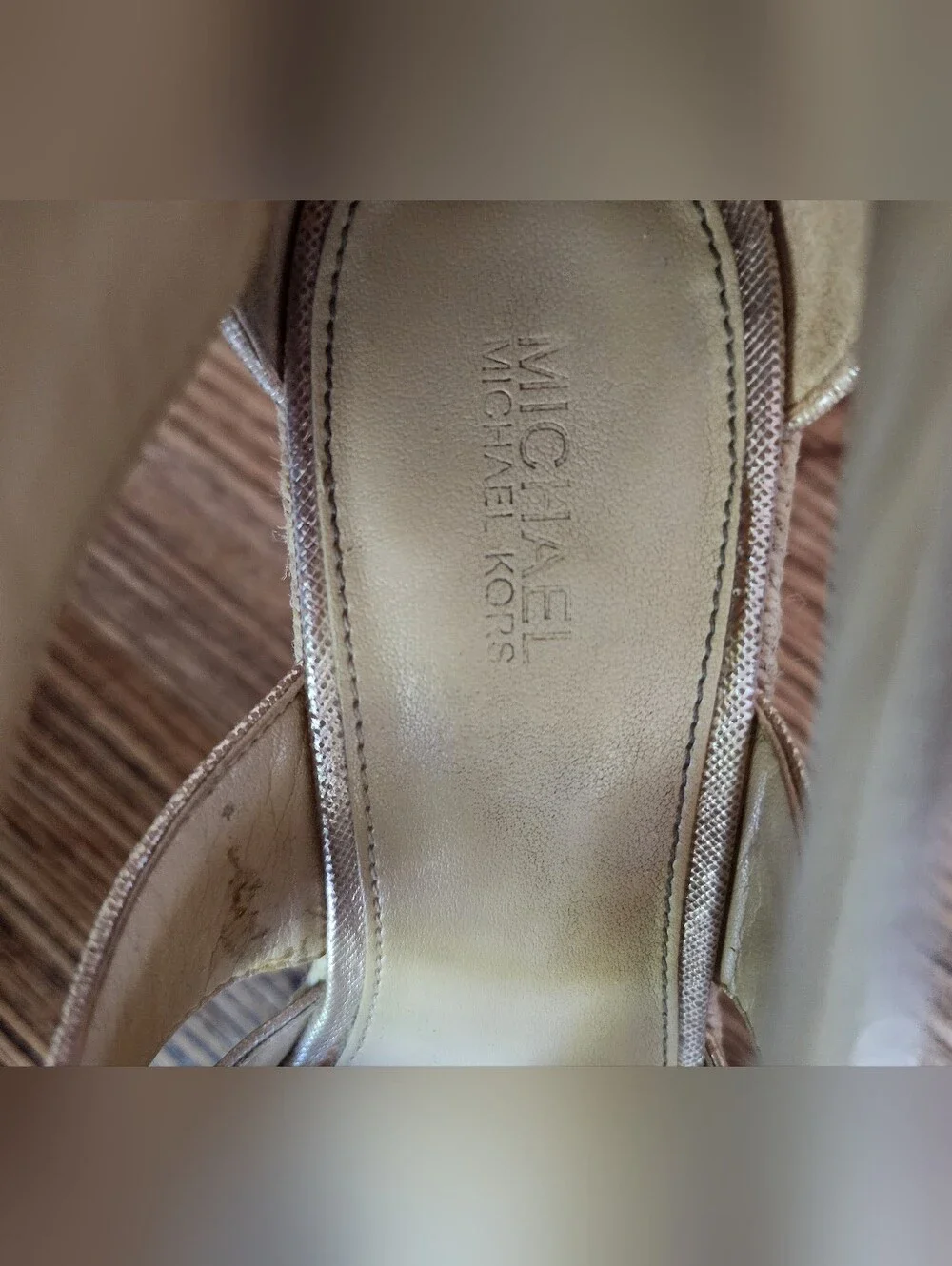 Size 7 Michael Kors Neutral Beige Espadrille Wedge Sandals